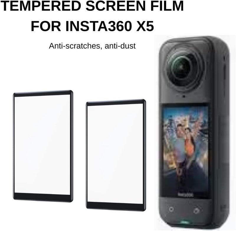 Fotoleey Lens Guard for Insta360 X5 with Tempered Screen Protector 2 Pack and Silicone Lens Cap - Image 2